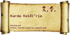 Karda Valéria névjegykártya
